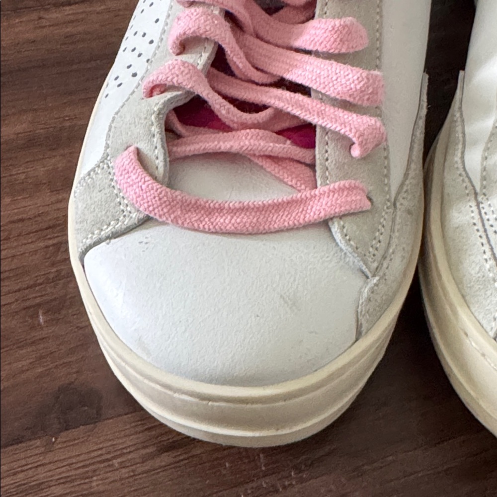 Woman’s P448 John Dogma low-top sneakers pink laces and a neon heel tab - Picture 11 of 15